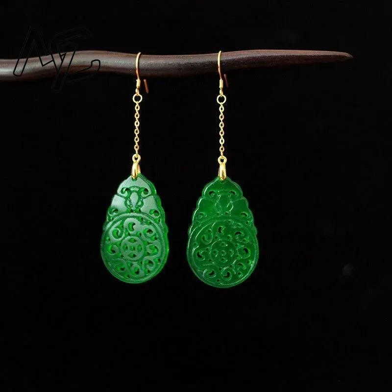 Women Accessories For Hand - 925 Silver Natural Green Jade Hollow