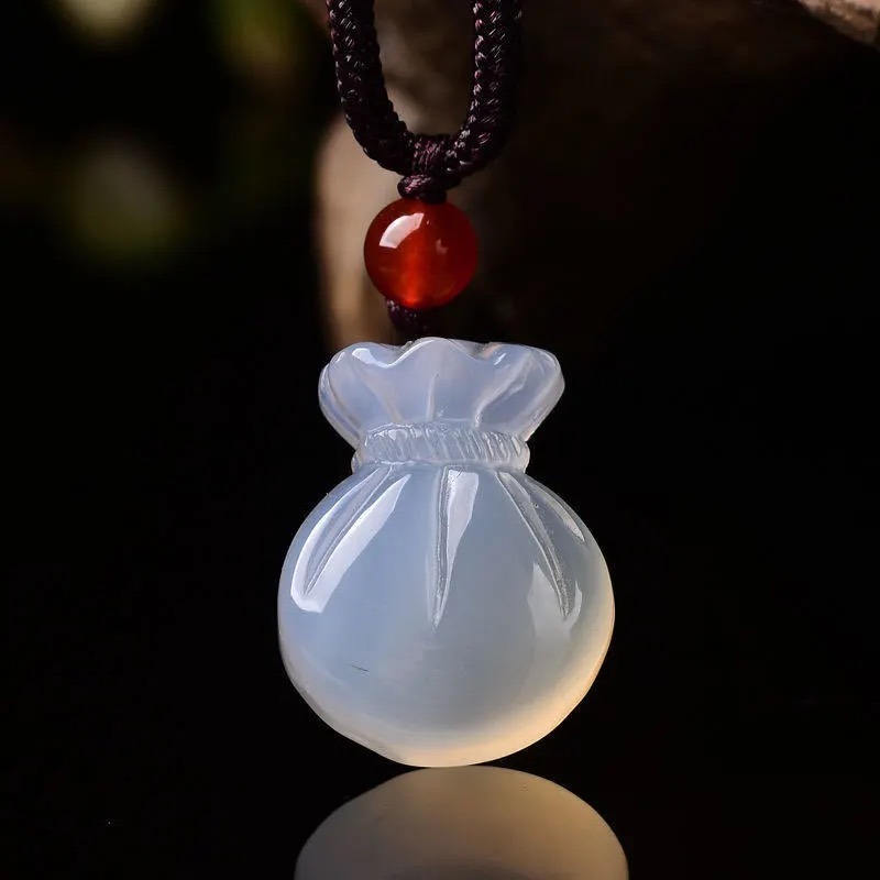 Women Accessories For Hand - Natural Agate Blessing Bag Pendant Necklace
