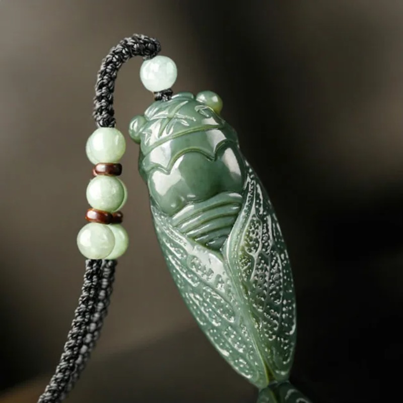 Women Accessories For Hand - Natural Hetian Jade Cicada Pendant Beads