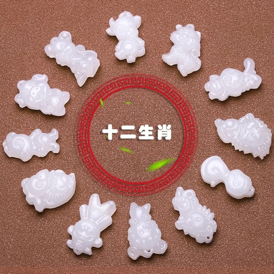 Women Accessories For Hand - Natural Afghan White Jade Chinese Zodiac