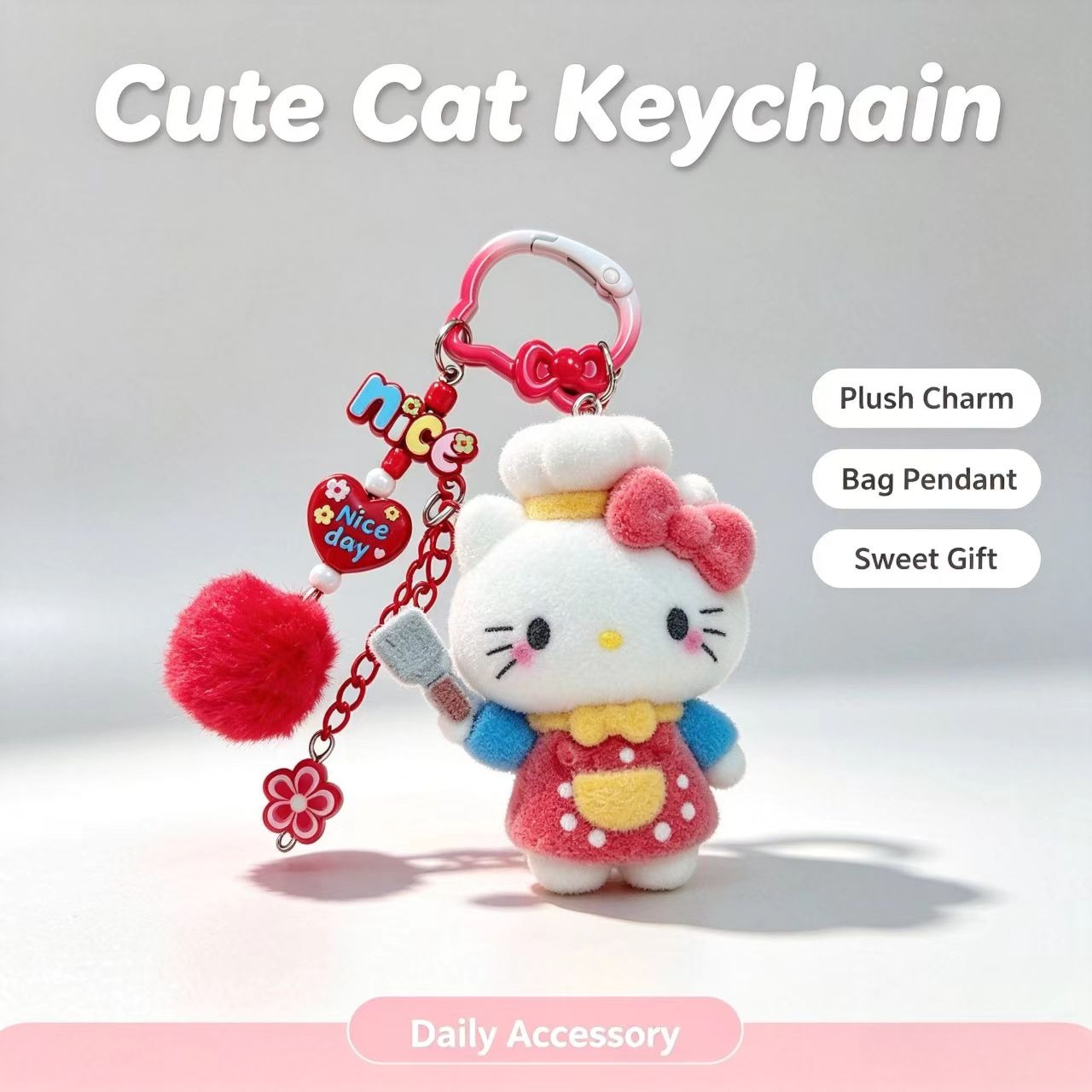 Fashion Flocked Cat Keychain C - Women Accessories Bag review and price