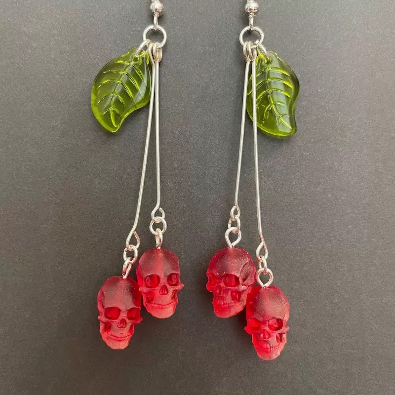 Gothic Skull Cherry Earrings f - Women'S Vampire Accessories review and price