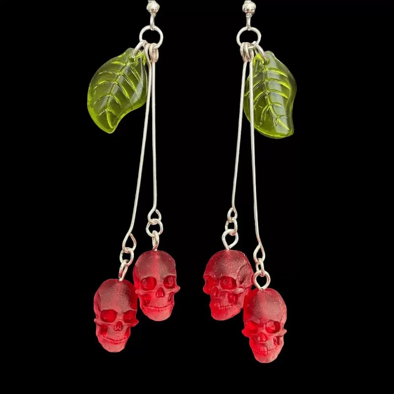 Gothic Skull Cherry Earrings f - Women'S Vampire Accessories review and price