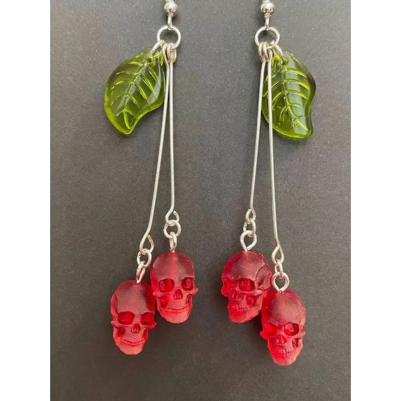 Gothic Skull Cherry Earrings f - Women'S Vampire Accessories review and price