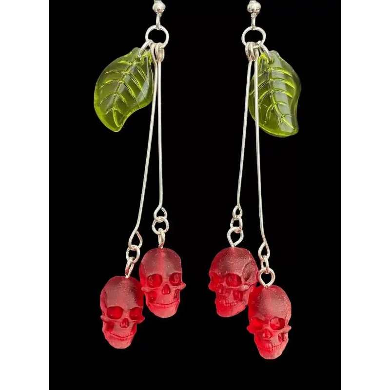 Gothic Skull Cherry Earrings f - Women'S Vampire Accessories review and price