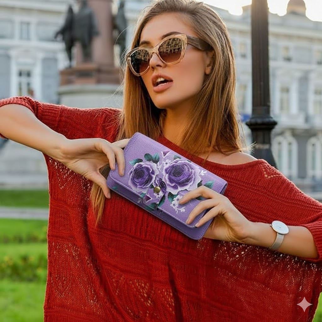 Elegant Floral PU Leather Clut - Women'S Accessories Wallet review and price